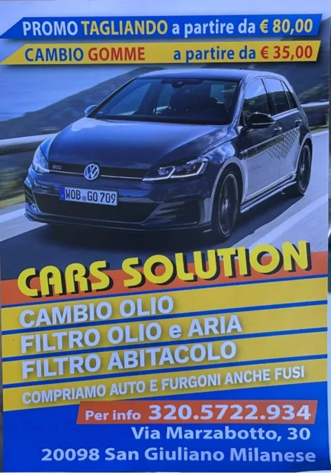 Volantino promozionale dei servizi di Autofficina Cars Solution